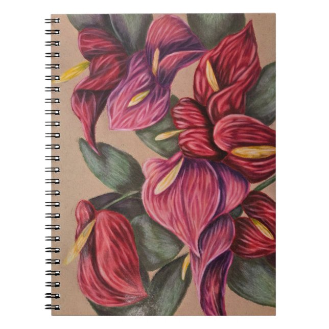 Rotes und rosa Anthurium-Notebook Notizblock (Vorderseite)