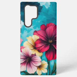 Rotes und rosa Blumendesign mit gelben Akzenten Samsung Galaxy Hülle