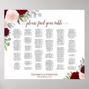 Rotes und rosa Boho Rose Alphabetisches Seekartend Poster
