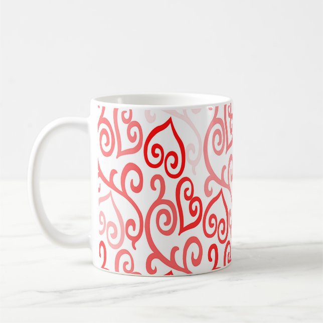 Rotes und rosa Herzmuster Kaffeetasse (Links)