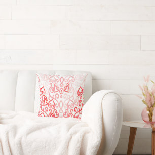Rotes und rosa Herzmuster Kissen
