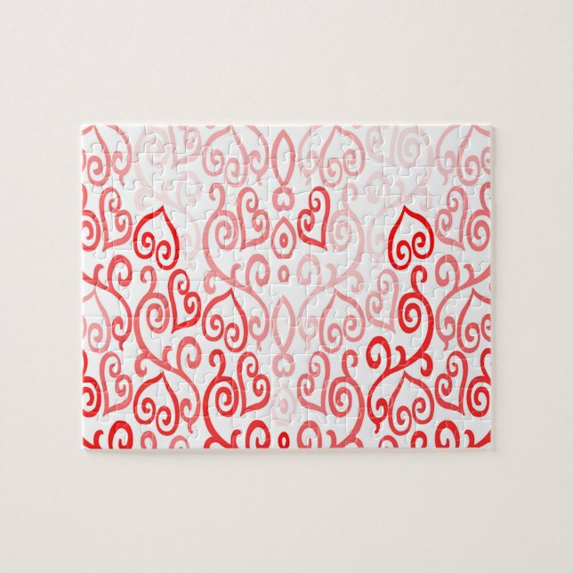 Rotes und rosa Herzmuster Puzzle (Horizontal)