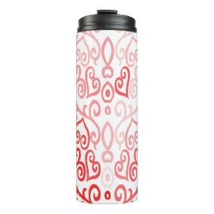 Rotes und rosa Herzmuster Thermosbecher