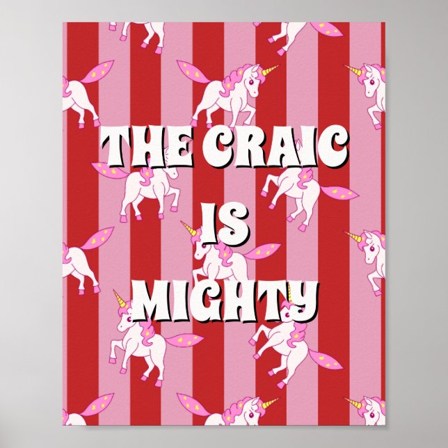 Rotes und rosa irisches Poster The craic is mighty (Vorne)