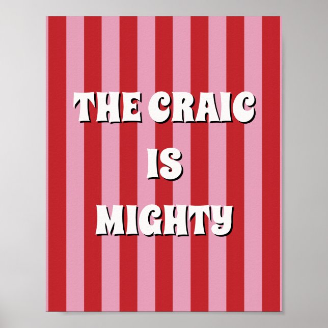 Rotes und rosa irisches Poster The craic is mighty (Vorne)