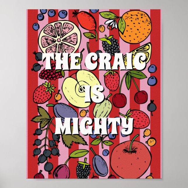 Rotes und rosa irisches Poster The craic is mighty (Vorne)