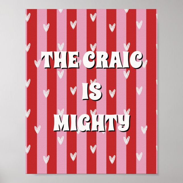 Rotes und rosa irisches Poster The craic is mighty (Vorne)