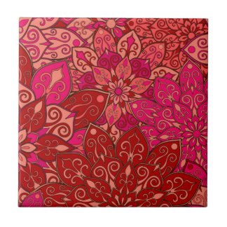 Rotes und rosa Mandalamuster Fliese