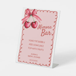 Rotes und rosa Mimosa Bar Cherry Brautparty Sockelschild