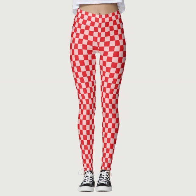 Rotes und rosa Prüfmuster Leggings (Vorderseite)