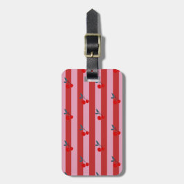 Rotes und rosa Streifendesign mit Kirschen Gepäckanhänger