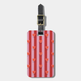 Rotes und rosa Streifendesign mit süßen kleinen He Gepäckanhänger