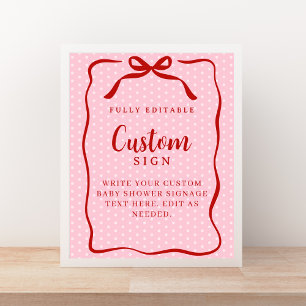 Rotes und Rosa Valentins Baby Shower Individuelles Poster