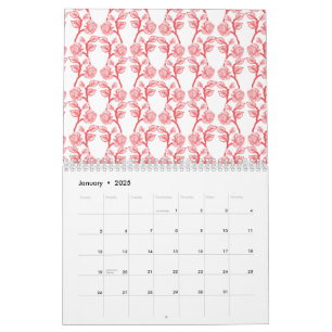Rotes und rosafarbenes Packpapier mit wiederholend Kalender