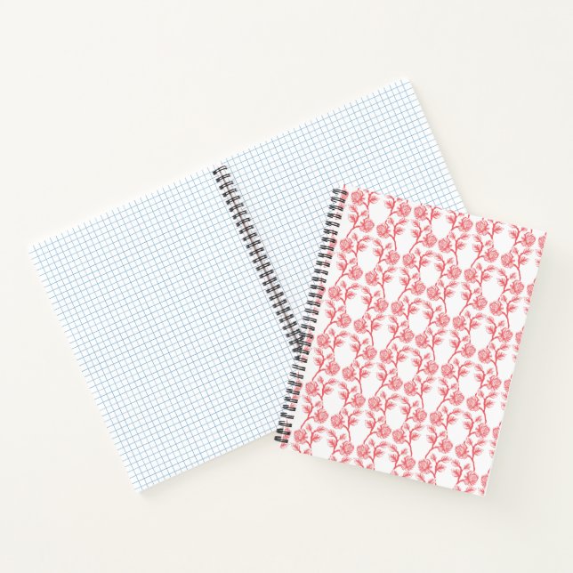 Rotes und rosafarbenes Packpapier mit wiederholend Notizbuch (Innenseite)