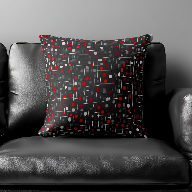 Rotes und schwarzes abstraktes Muster Kissen (Von Creator hochgeladen)
