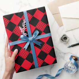 Rotes und schwarzes Büffel an der Tafel kariert mo Geschenkpapier