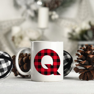 Rotes und schwarzes Büffel-Karo-Druck fett gedruck Kaffeetasse