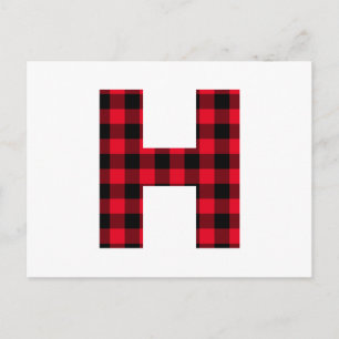 Rotes und schwarzes Büffel-Karo-Plaid mit fettem B Postkarte