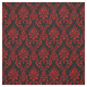 Rotes und schwarzes Damast-Druck-Gewebe Stoff