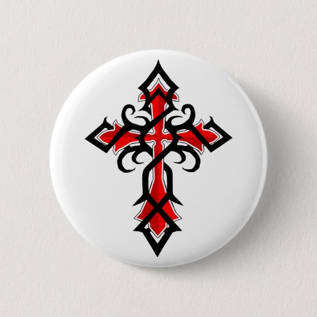 Rotes und schwarzes dekoratives Jesus Button (Vorderseite)