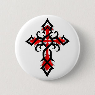 Rotes und schwarzes dekoratives Jesus Button