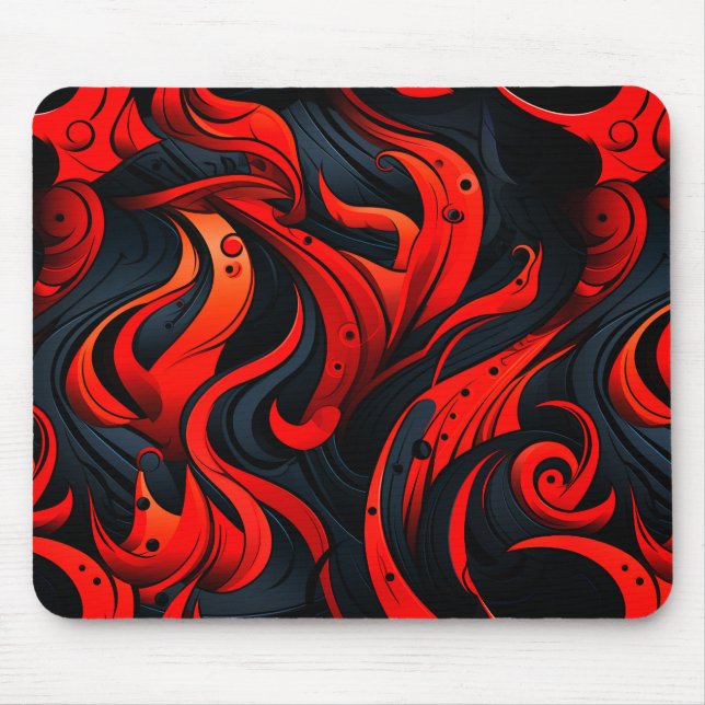 Rotes und Schwarzes Design Mousepad (Vorne)