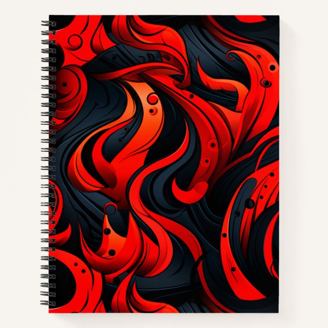 Rotes und Schwarzes Design Notizbuch (Vorderseite)