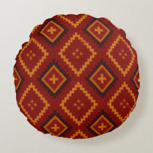 Rotes und schwarzes geometrisches Motiv-Rundkissen Rundes Kissen