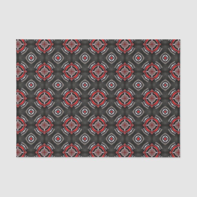 Rotes und Schwarzes geometrisches Muster Seidenpapier (Vorderseite)