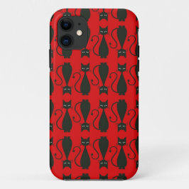 Rotes und schwarzes Goth Katzen-Muster Case-Mate iPhone Hülle