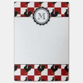 Rotes und schwarzes Hahn-Huhn-Muster Post-it Klebezettel