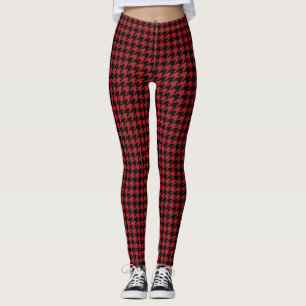 Rotes und schwarzes Hahnentrittmuster Leggings