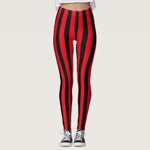 Rotes und schwarzes Halloween-Streifen Piratenkost Leggings