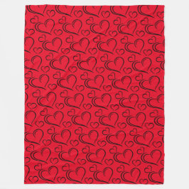 Rotes und schwarzes Herz große Sherpa-Decke Fleecedecke
