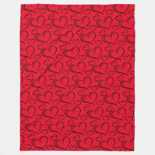 Rotes und schwarzes Herz große Sherpa-Decke Fleecedecke