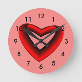 Rotes und schwarzes Herz Runde Wanduhr