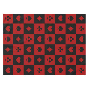 Rotes und schwarzes Kasino-Poker-Spielkarte-Muster Tischdecke