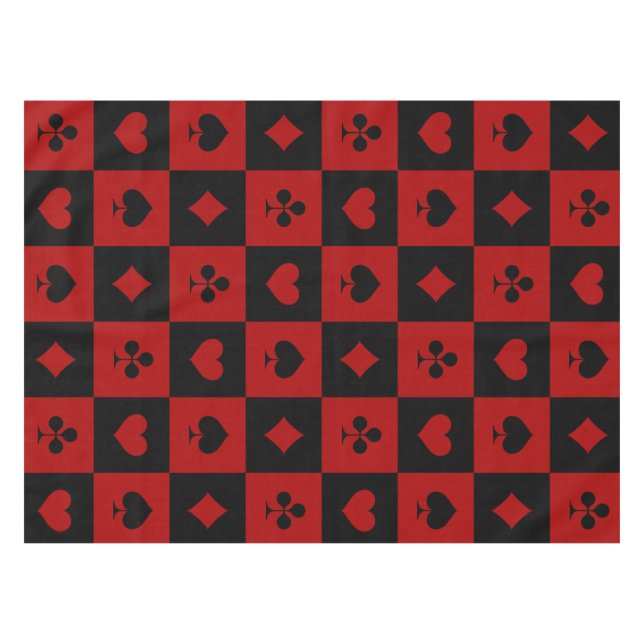 Rotes und schwarzes Kasino-Poker-Spielkarte-Muster Tischdecke (Vorderseite (Horizontal))