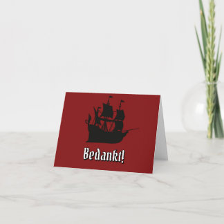 Rotes und schwarzes Piratenschiff Geburtstags Dank Dankeskarte