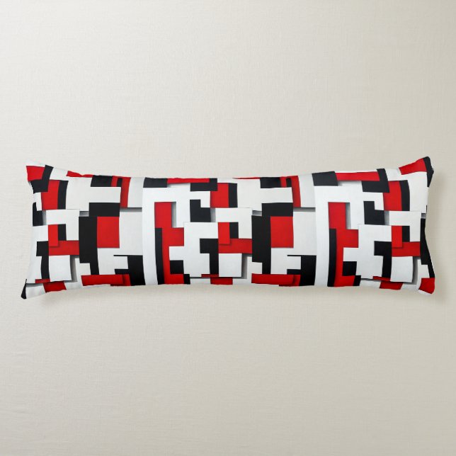 Rotes und schwarzes Quadratzmuster Seitenschläferkissen (Vorderseite)