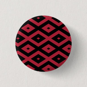 Rotes und schwarzes Rautenmuster Button