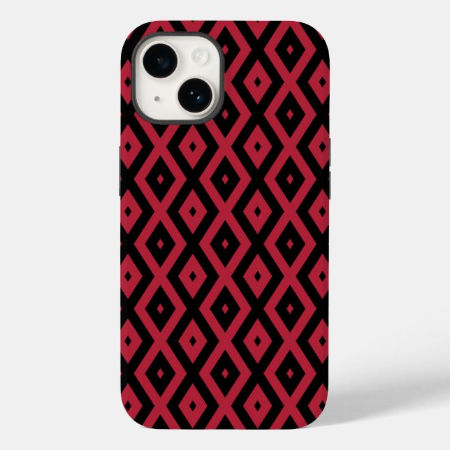 Rotes und schwarzes Rautenmuster Case-Mate iPhone Hülle (Rückseite)