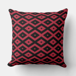 Rotes und schwarzes Rautenmuster Kissen