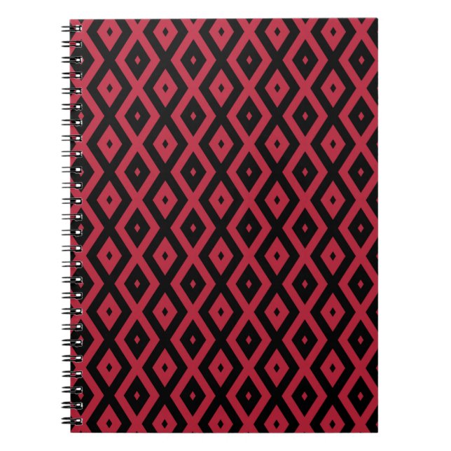 Rotes und schwarzes Rautenmuster Notizblock (Vorderseite)