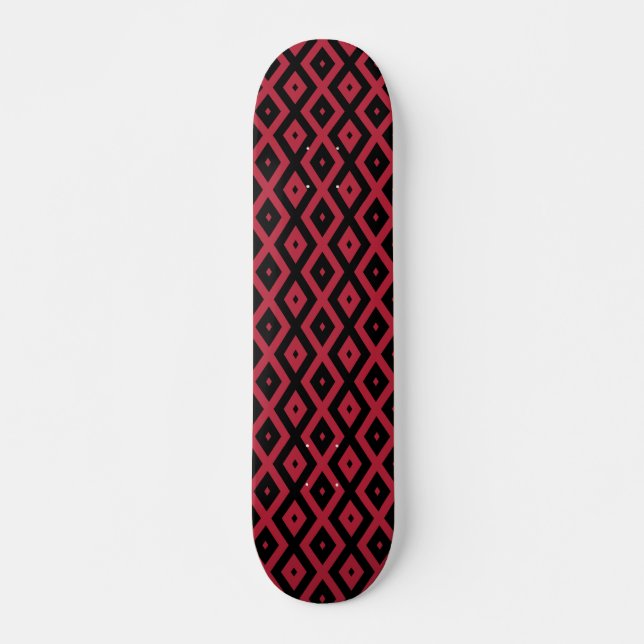 Rotes und schwarzes Rautenmuster Skateboard (Vorne)