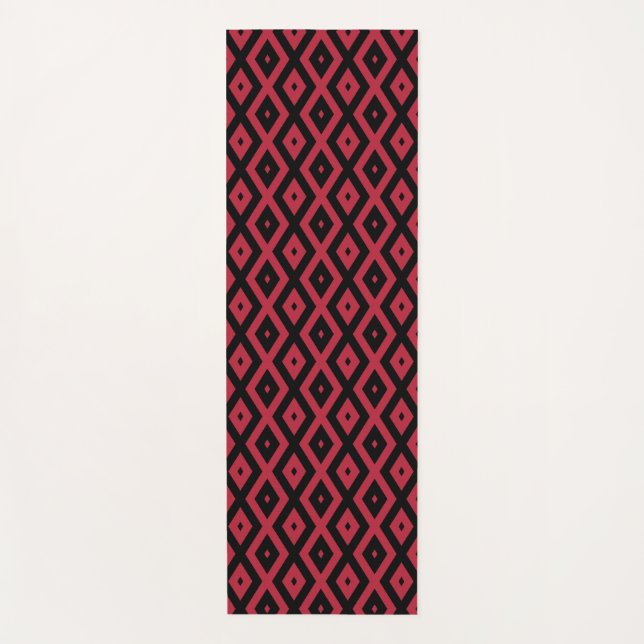 Rotes und schwarzes Rautenmuster Yogamatte (Vorderseite)