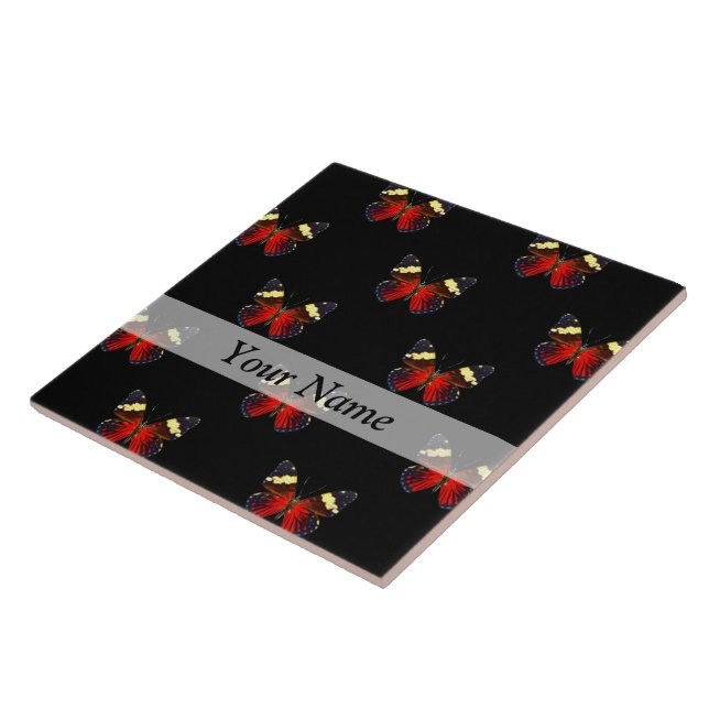 Rotes und schwarzes Schmetterlingsmuster Fliese (Seite)