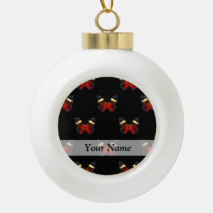 Rotes und schwarzes Schmetterlingsmuster Keramik Kugel-Ornament
