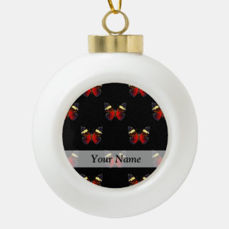 Rotes und schwarzes Schmetterlingsmuster Keramik Kugel-Ornament